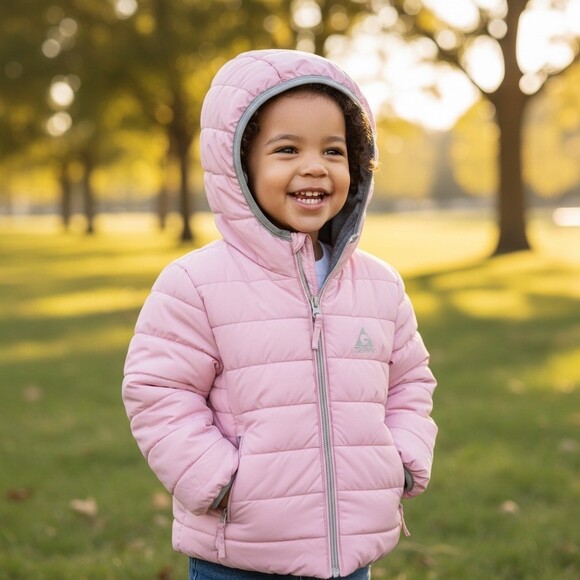 Gerry Girls Puffer Jacket Pink Hooded Zip Front Insulated Winter Coat Size 2T - Picture 2 of 12
